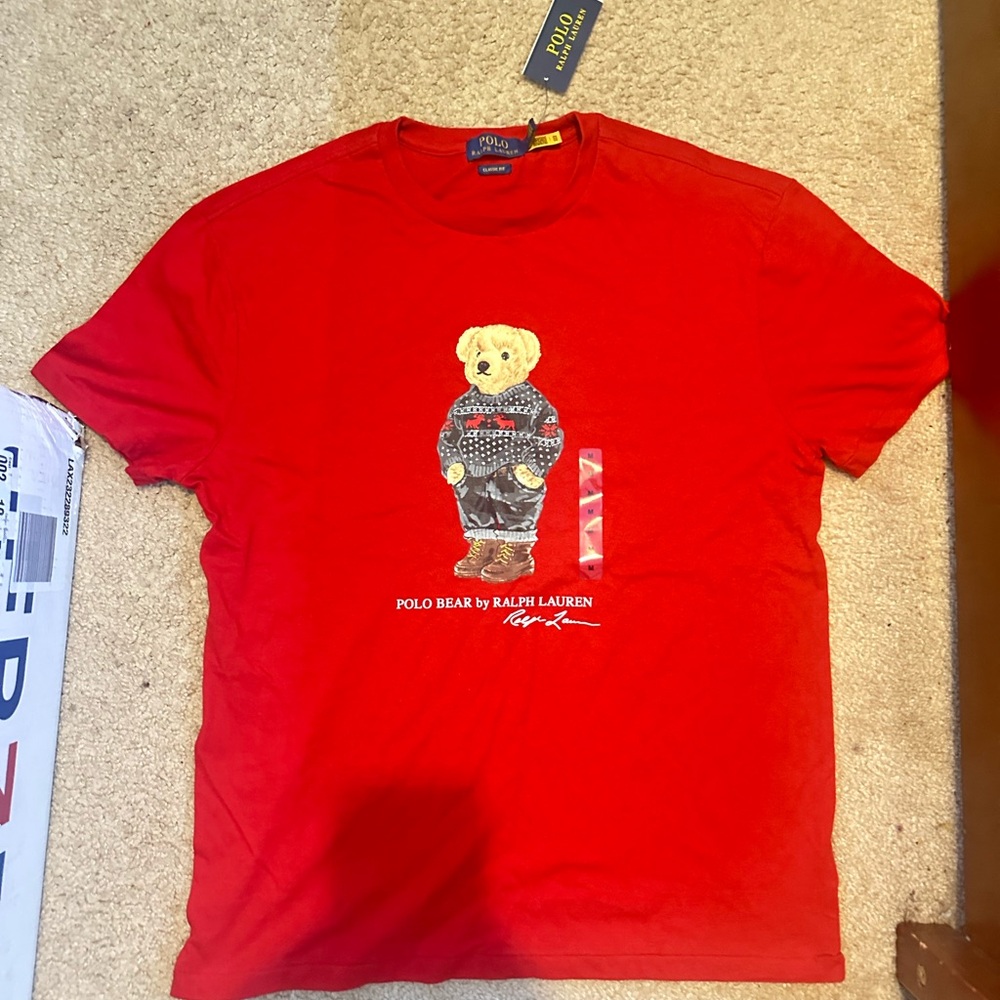 NEW POLO RALPH LAUREN RED POLO BEAR T SHIRT